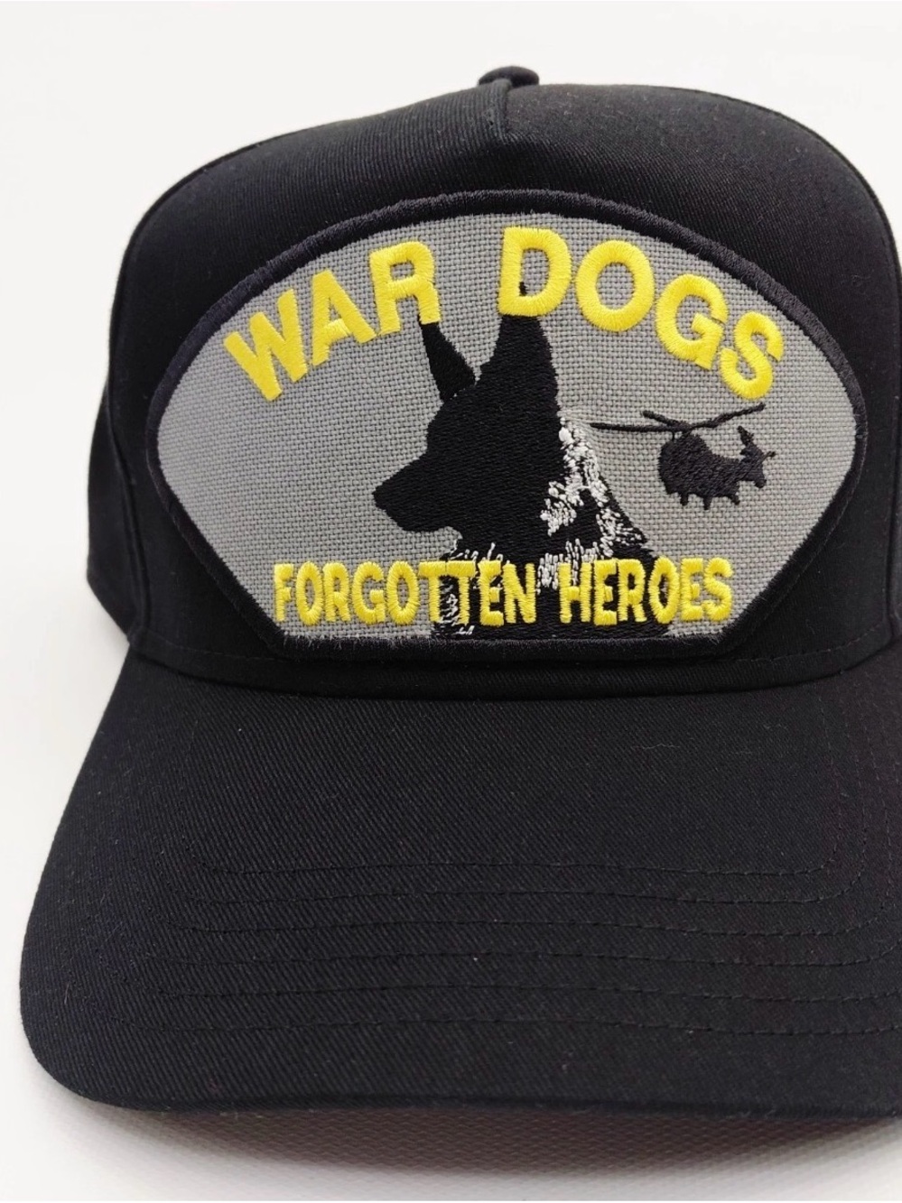 War Dogs Forgotten Heroes K-9 EDD Embroidered Pilot Cap Hat Black